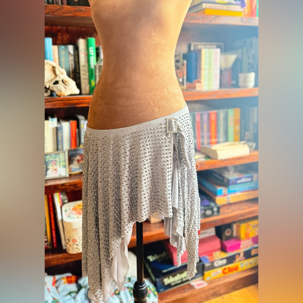 DollsKill Studded Light Gray Wrap Skirt